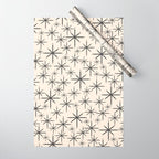 Stella II - Atomic Age Mid Century Modern Starburst Pattern in Charcoal Gray and Almond Cream  Wrapping Paper Gallery Image 1