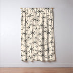 Stella II - Atomic Age Mid Century Modern Starburst Pattern in Charcoal Gray and Almond Cream  Window Curtain Gallery Image 3