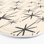 Stella II - Atomic Age Mid Century Modern Starburst Pattern in Charcoal Gray and Almond Cream  Bath Mat Gallery Image 3