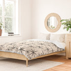 Stella II - Atomic Age Mid Century Modern Starburst Pattern in Charcoal Gray and Almond Cream  Duvet Cover Gallery Image 2