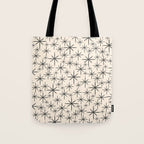Stella II - Atomic Age Mid Century Modern Starburst Pattern in Charcoal Gray and Almond Cream  Tote Bag Gallery Image 1