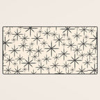 Stella II - Atomic Age Mid Century Modern Starburst Pattern in Charcoal Gray and Almond Cream  Desk Mat Gallery Image 3