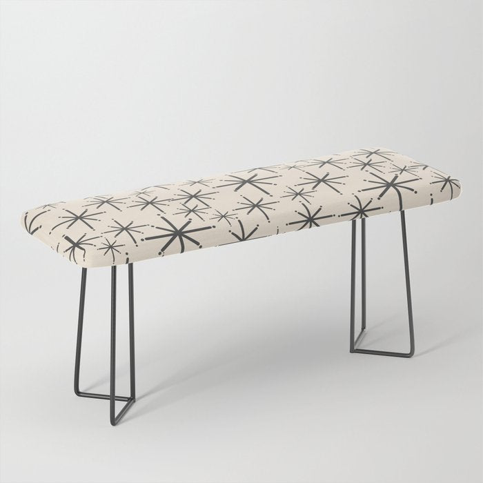 Stella II - Atomic Age Mid Century Modern Starburst Pattern in Charcoal Gray and Almond Cream  Bench Gallery Image 1