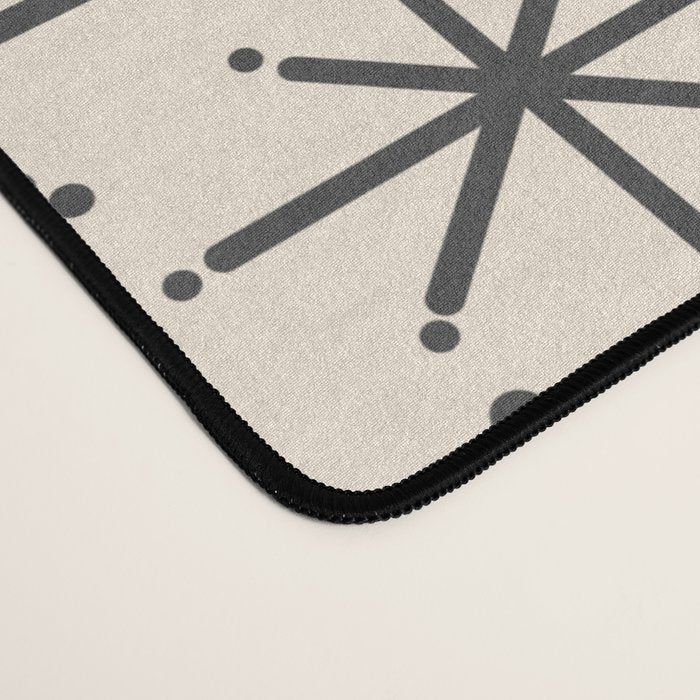 Stella II - Atomic Age Mid Century Modern Starburst Pattern in Charcoal Gray and Almond Cream  Desk Mat Gallery Image 4