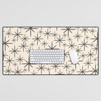 Stella II - Atomic Age Mid Century Modern Starburst Pattern in Charcoal Gray and Almond Cream  Desk Mat Gallery Image 1