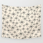 Stella II - Atomic Age Mid Century Modern Starburst Pattern in Charcoal Gray and Almond Cream  Wall Tapestry Gallery Image 4