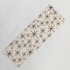 Stella II - Atomic Age Mid Century Modern Starburst Pattern in Charcoal Gray and Almond Cream  Yoga Mat Gallery Image 1