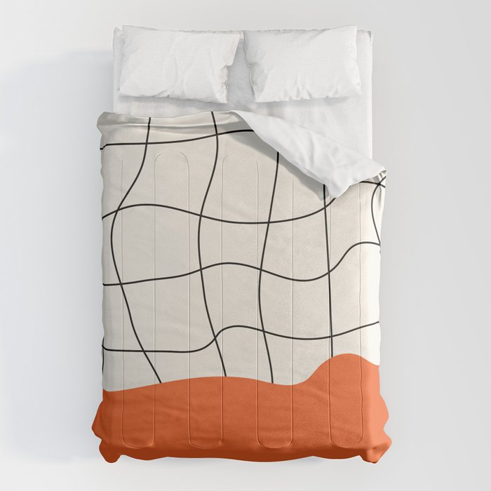 Flamingo Drip | Warp Grid: Off-White Day Edition Comforter Gallery Image 1