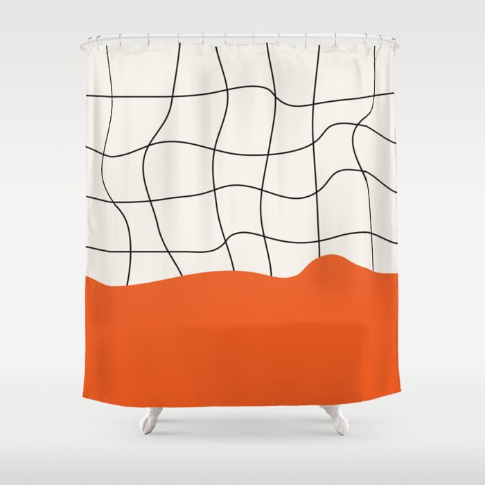 Flamingo Drip | Warp Grid: Off-White Day Edition Shower Curtain Gallery Image 1
