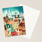 London city lights in the snow Stationery Card Gallery Image 2