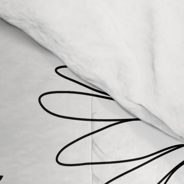 Minimal Line Art Girl with Sunflowers Comforter Gallery Image 4