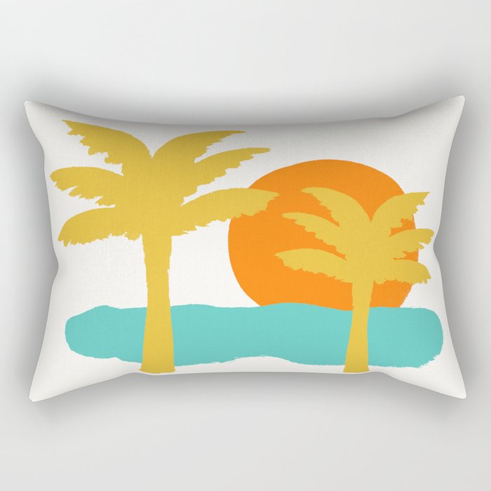 Sun, Beach, Palm Tree Rectangular Pillow Gallery Image 2