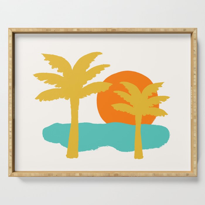 Sun, Beach, Palm Tree Serving Tray Gallery Image 1
