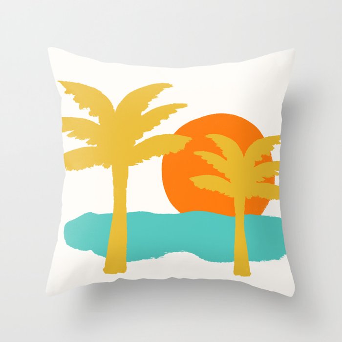 Sun, Beach, Palm Tree Throw Pillow Gallery Image 6