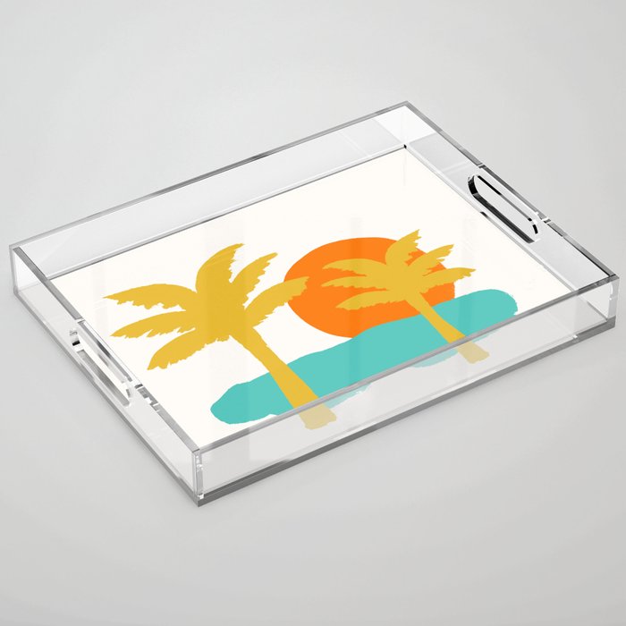 Sun, Beach, Palm Tree Acrylic Tray Gallery Image 1
