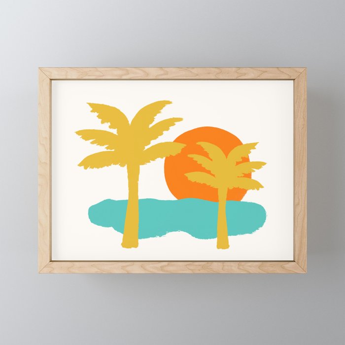 Sun, Beach, Palm Tree Mini Art Print Gallery Image 1