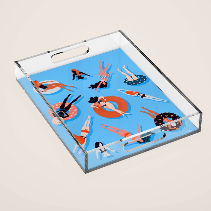 Swimming Ladies - Coral & Blue Palette Acrylic Tray Gallery Image 1