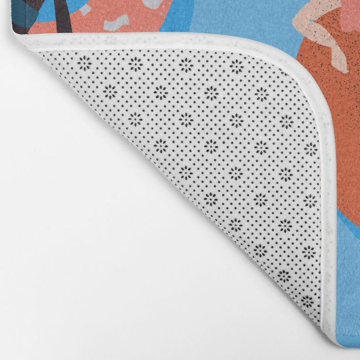 Swimming Ladies - Coral & Blue Palette Bath Mat Gallery Image 2
