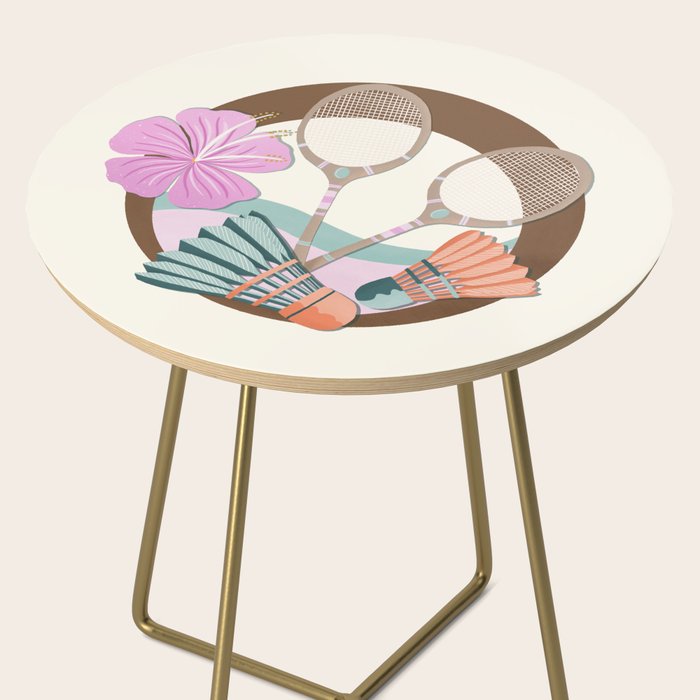 Tropical Badminton badge - pink, orange and teal Side Table Gallery Image 2