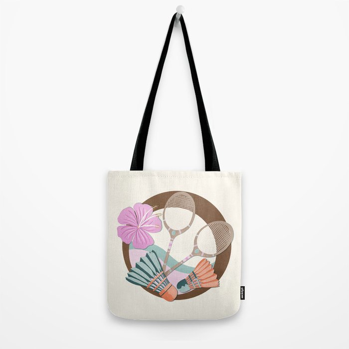 Tropical Badminton badge - pink, orange and teal Tote Bag Gallery Image 2
