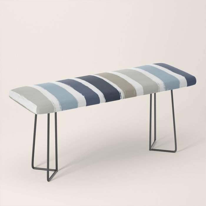Blue & Taupe Stripes Bench Gallery Image 1