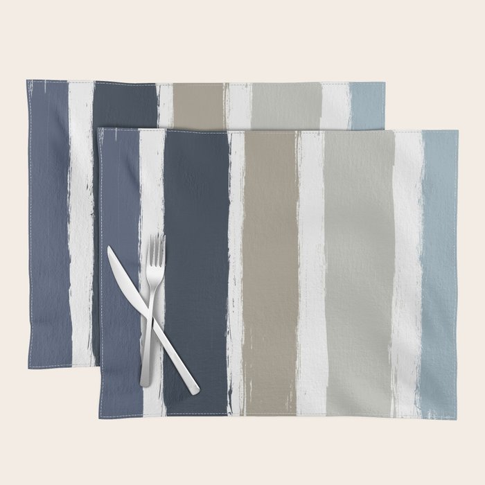 Blue & Taupe Stripes Placemat Gallery Image 1