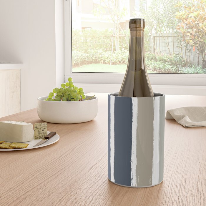 Blue & Taupe Stripes Wine Chiller Gallery Image 4