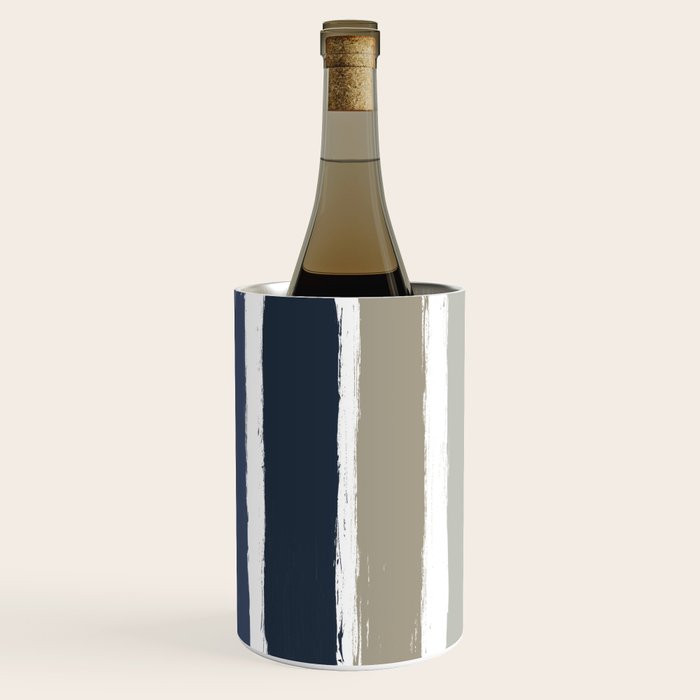 Blue & Taupe Stripes Wine Chiller Gallery Image 1