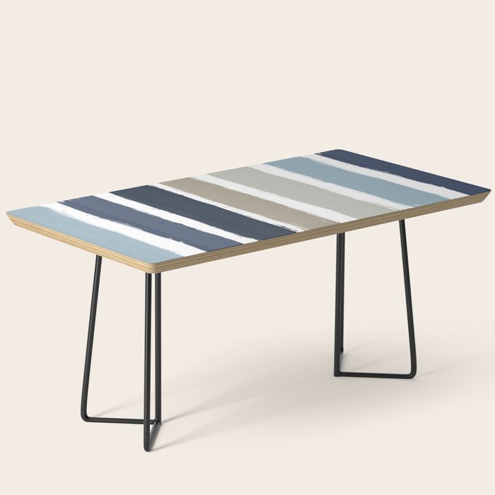 Blue & Taupe Stripes Coffee Table Gallery Image 1