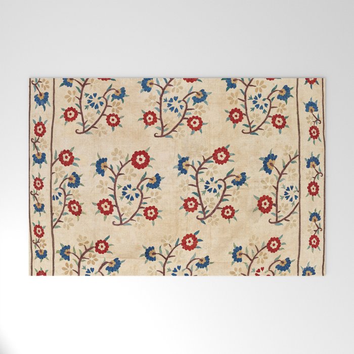 Bokce West Anatolian Ottoman Silk Embroidery Print Welcome Mat Gallery Image 1