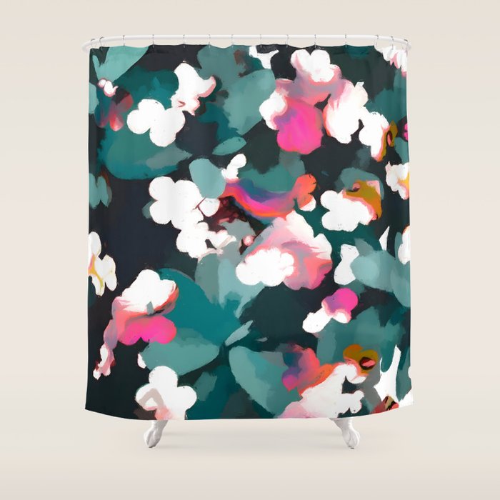 Floral Reverie Midnight Garden Shower Curtain Gallery Image 1