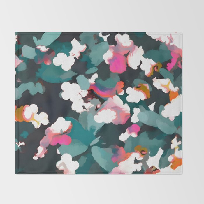 Floral Reverie Midnight Garden Throw Blanket Gallery Image 2