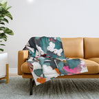 Floral Reverie Midnight Garden Throw Blanket Gallery Image 1