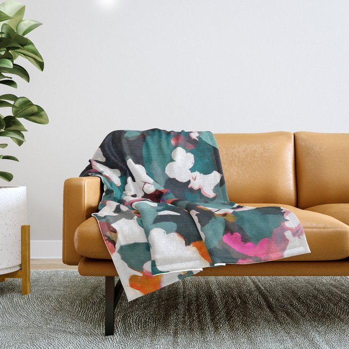 Floral Reverie Midnight Garden Throw Blanket Gallery Image 1