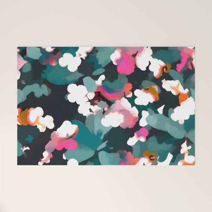 Floral Reverie Midnight Garden Welcome Mat Gallery Image 1