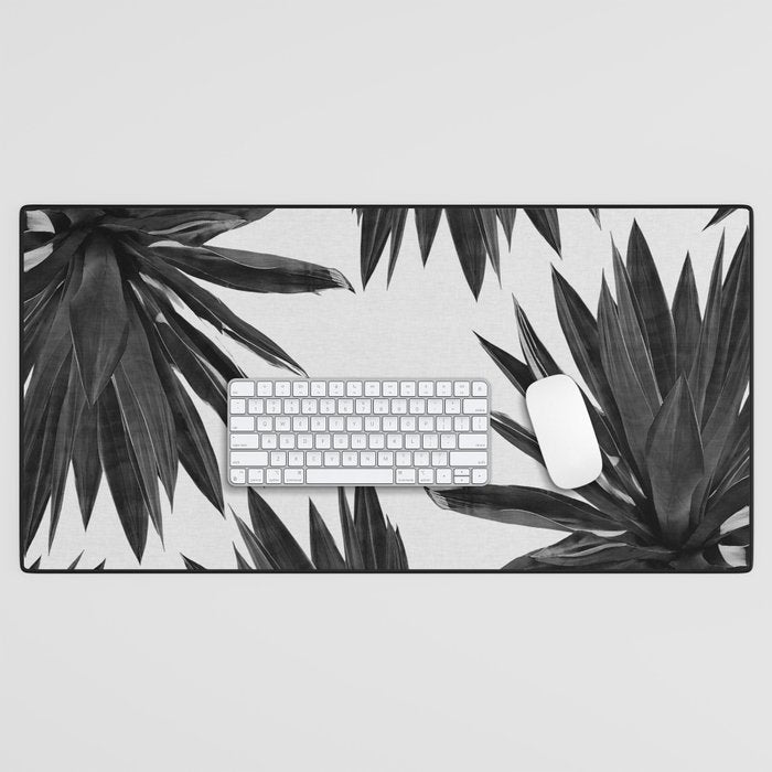 Agave Cactus Black & White Desk Mat Gallery Image 1