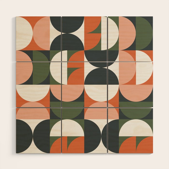 Mid Century Geometric 16 Wood Wall Art Gallery Image 1
