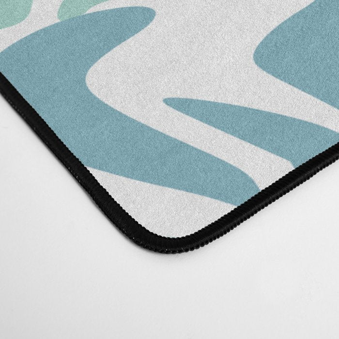 Chic, Flowers Print, Teal, Aqua, Gray Desk Mat Gallery Image 4