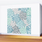 Chic, Flowers Print, Teal, Aqua, Gray Wall Mural Gallery Image 2