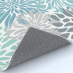 Chic, Flowers Print, Teal, Aqua, Gray Rug Gallery Image 4