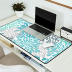 Chic, Flowers Print, Teal, Aqua, Gray Desk Mat Gallery Image 2