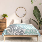 Chic, Flowers Print, Teal, Aqua, Gray Comforter Gallery Image 3
