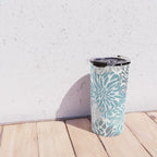 Chic, Flowers Print, Teal, Aqua, Gray Travel Mug Gallery Image 4
