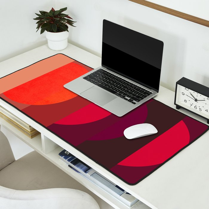 Abstraction_SUNSET_RED_BOHEMIAN_POP_ART_Minimalism_0124A Desk Mat Gallery Image 2