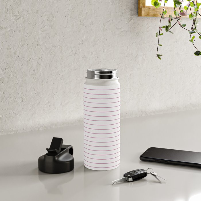 Minimal Arch XXVI White and Pink Modern Geometric Lines Water Bottle Gallery Image 4