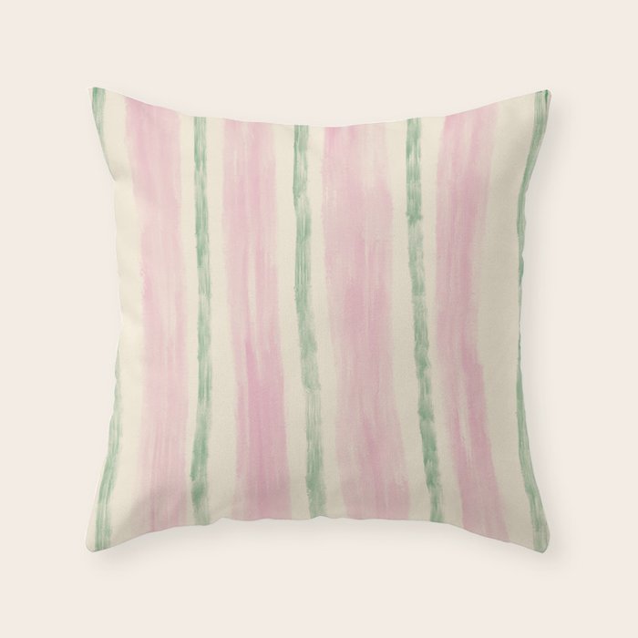 Green and Pink Stripes Throw Pillow Gallery Image 6