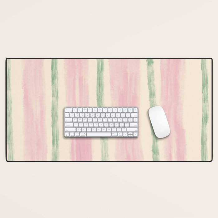 Green and Pink Stripes Desk Mat Gallery Image 1