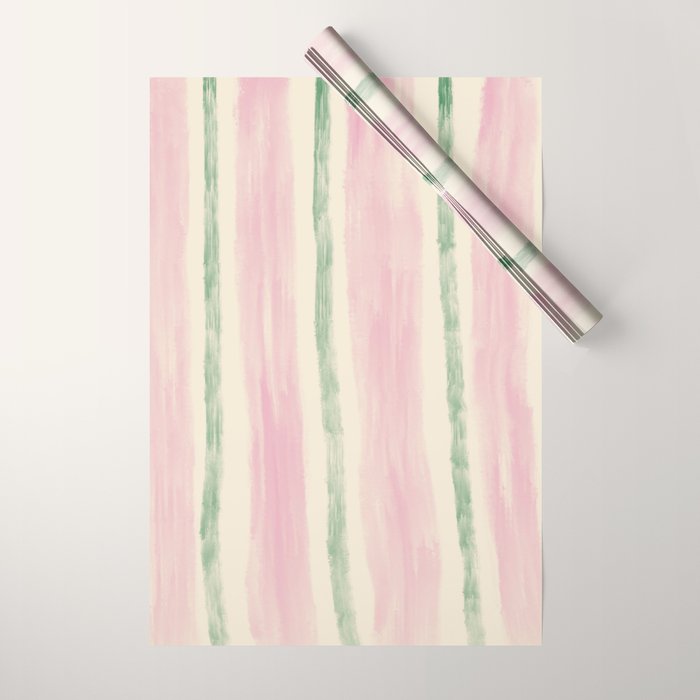 Green and Pink Stripes Wrapping Paper Gallery Image 1