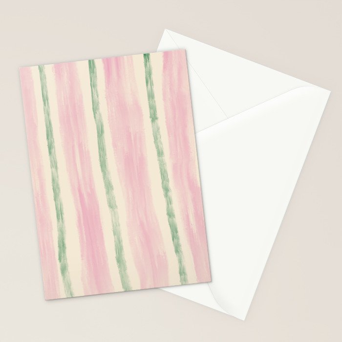 Green and Pink Stripes Stationery Card Gallery Image 2