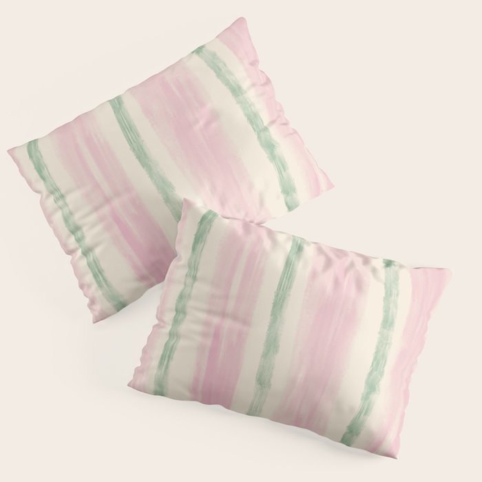 Green and Pink Stripes Pillow Sham Gallery Image 3